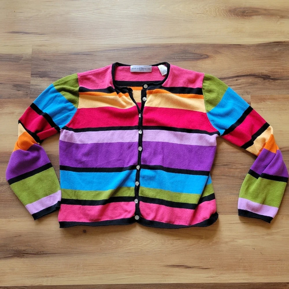 VTG MARISA CHRISTINA Colorful Dtipped Button Down Cardigan Size Large - Picture 4 of 8